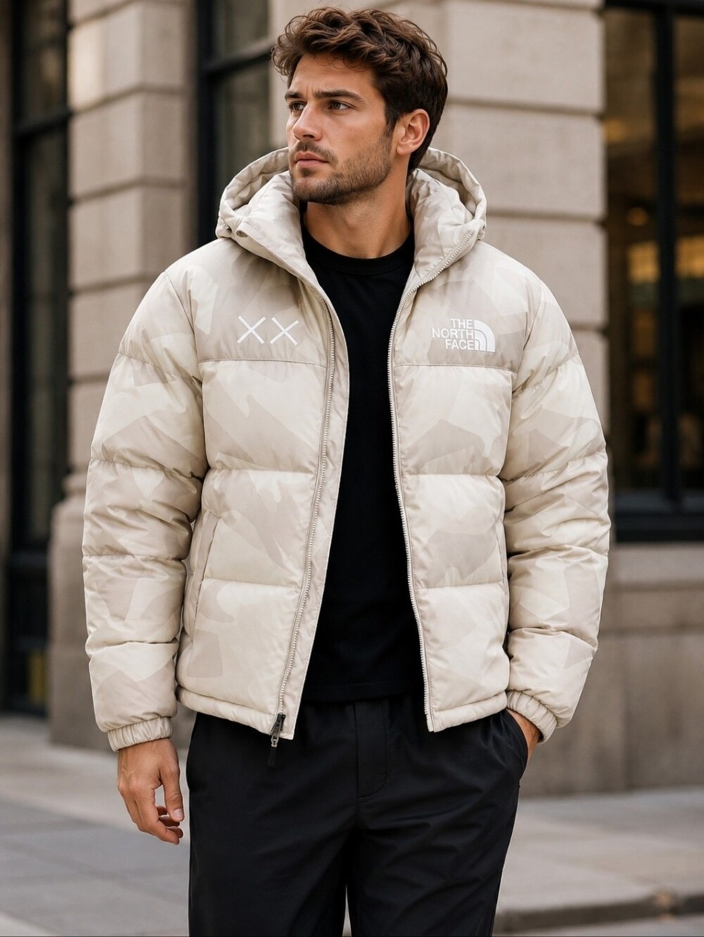KAWS x The North Face 1996 Retro Nuptse Jacket Moonlight Ivory Men’s Large NWT